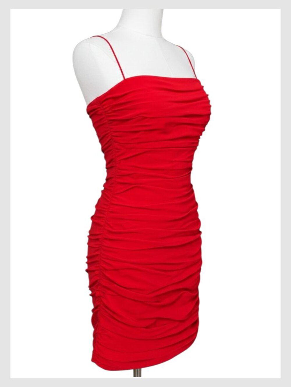 CINQ ร SEPT Vance Red Ruched Mini Dress Size 2 XS - Picture 4 of 6